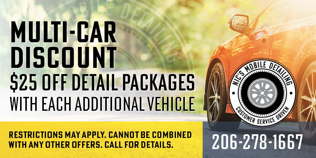 Nic's Mobile Detailing multi-car discount coupon for $25 off